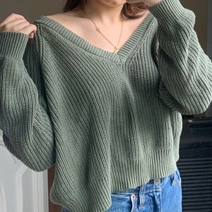 V-Neck green sweater